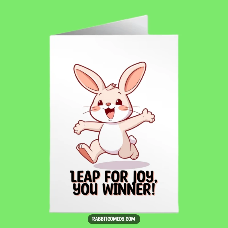 Free Printable Congrats Card: Happy Hopping Rabbit - Funny Downloadable