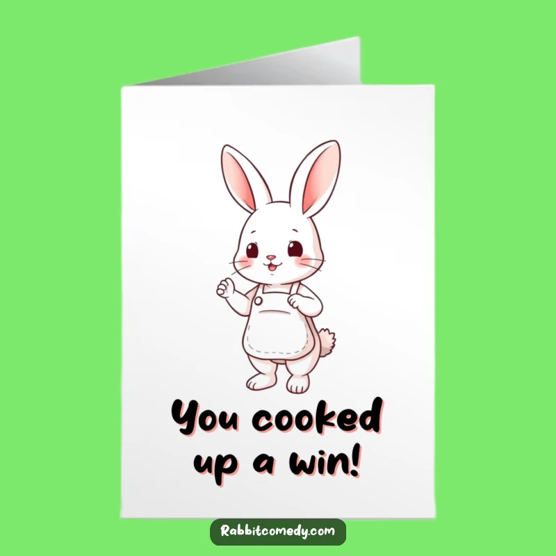 Free Printable Congrats Card: Helpful Rabbit Apron Greeting Funny Downloadable Gift for All Occasions