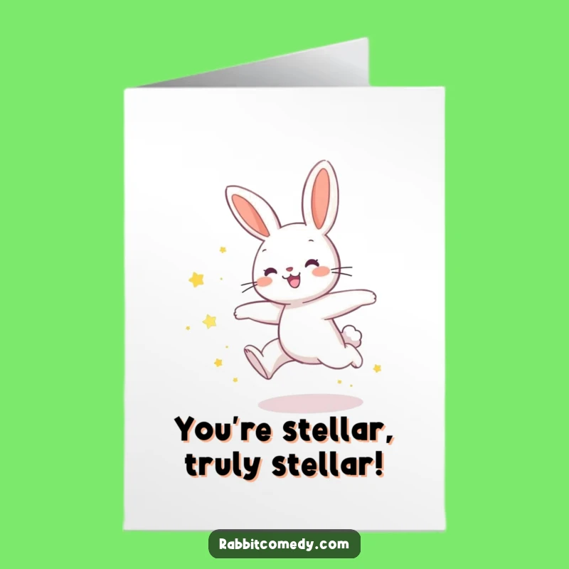 Free Printable Congrats Card: Starry Rabbit Success, Magical Downloadable Greeting