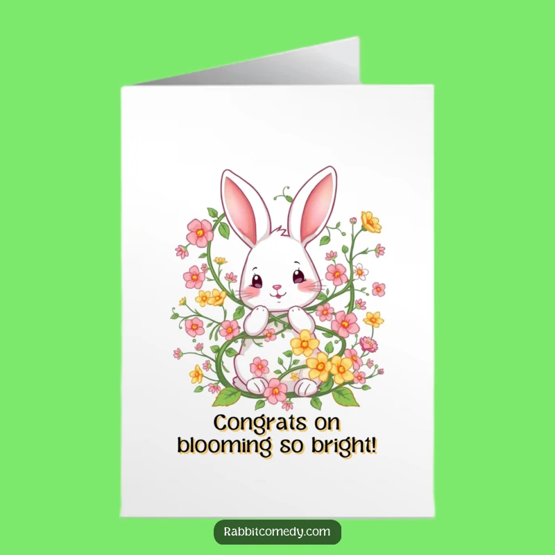Free Printable Congrats Card: Tangled Rabbit Funny Greeting Downloadable Gift for Celebrations
