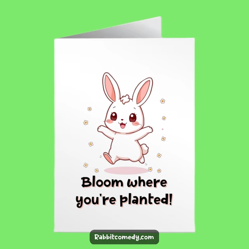 Free Printable Rabbit Congrats Card - Flower Scatter Jump Downloadable Cheer