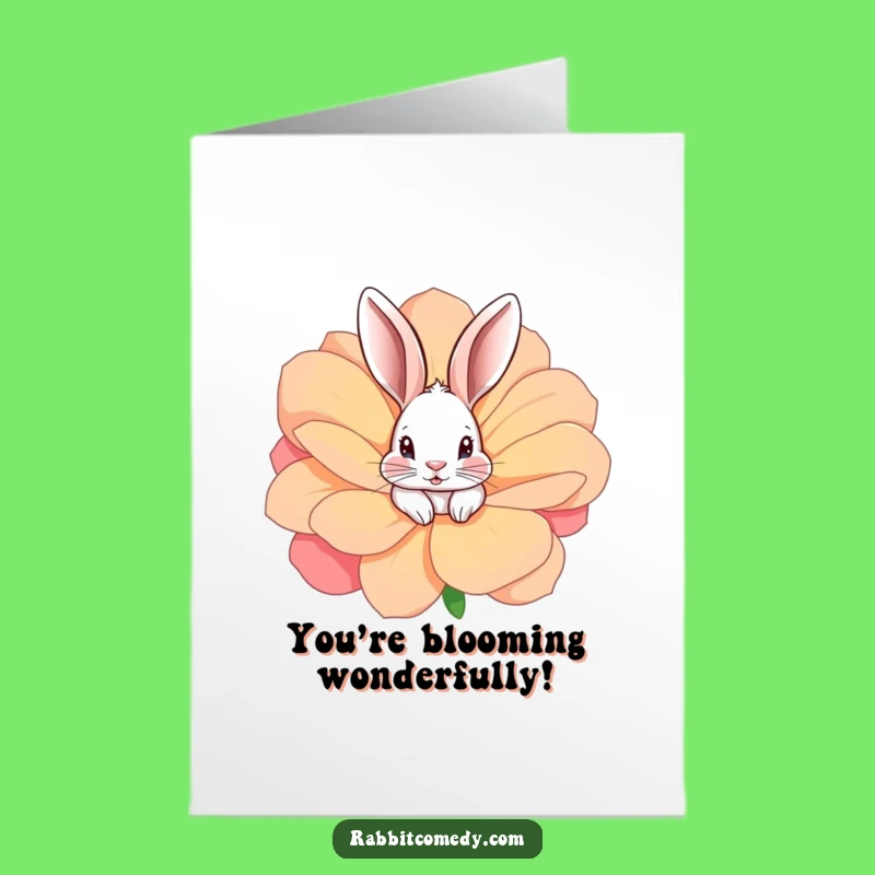 Free Printable Rabbit Flower Congrats Card: Blooming Success!
