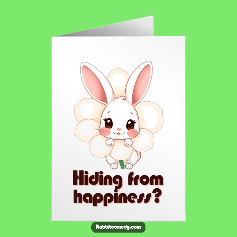 Free Printable Congrats Card: Shy Rabbit Surprise! Gentle Downloadable Greeting for Nuance