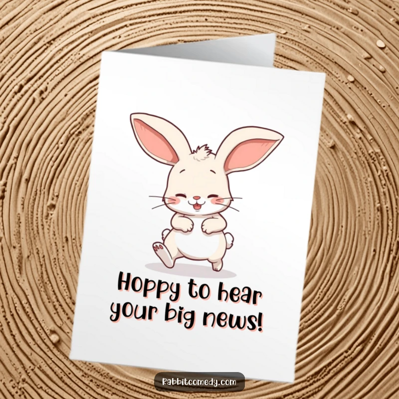 Funny free printable congratulations card: A playful rabbit tripping while wearing huge, floppy ears.