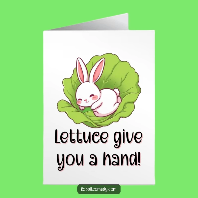 Free Printable Congrats Card: Funny Rabbit Lettuce Slide, Cute Downloadable Gift