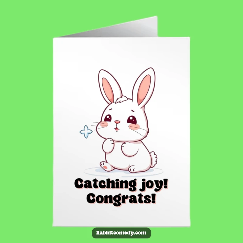 Snowflake Rabbit Congrats Card: Funny Free Printable, Catching Success, Gift