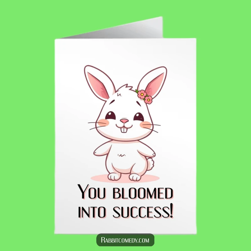 Free Printable Congrats Card: Joyful Rabbit Flower Crown, Whimsical Downloadable Greeting