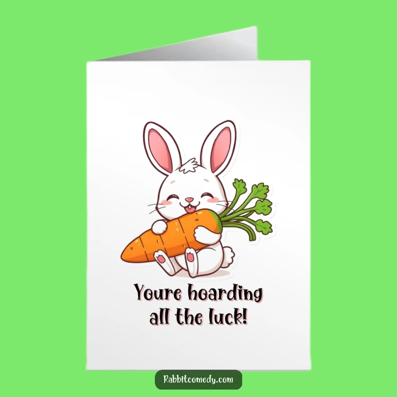 Free Printable Congrats Card: Joyful Rabbit with Carrot for Your Big Achievement!
