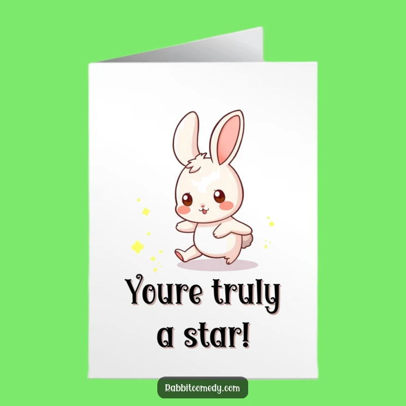 Free Printable Congrats Card: Rabbit Glowing Dust Chase - Downloadable Celebration Gift