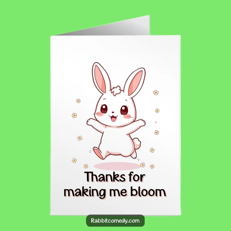 Cheerful Free Printable Rabbit Thank You Card - Flower Jump Downloadable Thanks