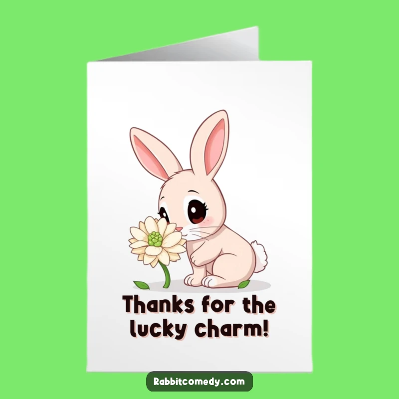 Free Printable Thank You Card: Funny Rabbit & Clover, Cute Downloadable Gift