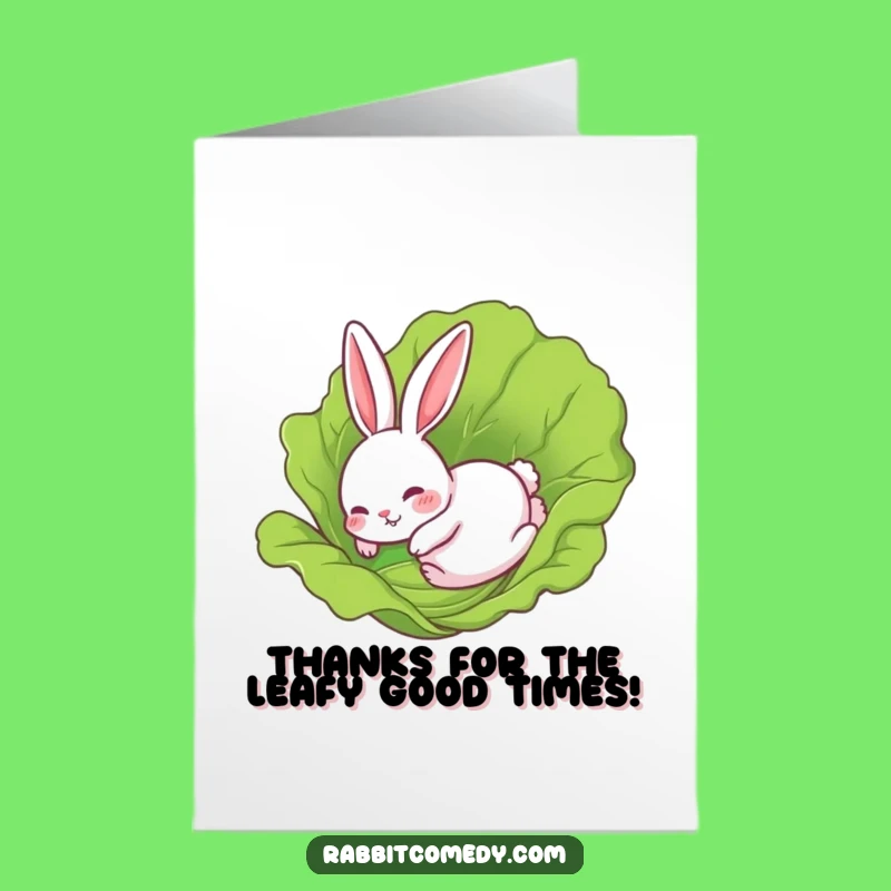 Free Printable Thank You Card: Funny Rabbit Lettuce Slide, Cute Downloadable Gift