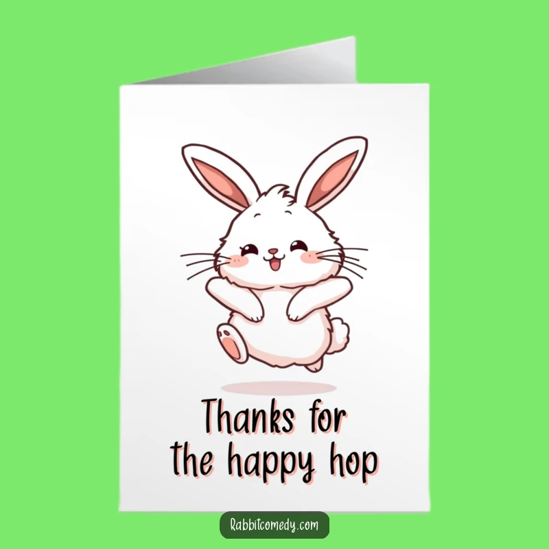 Free Printable Thank You Card: Joyful Rabbit Mid-Hop, Bouncy Gratitude