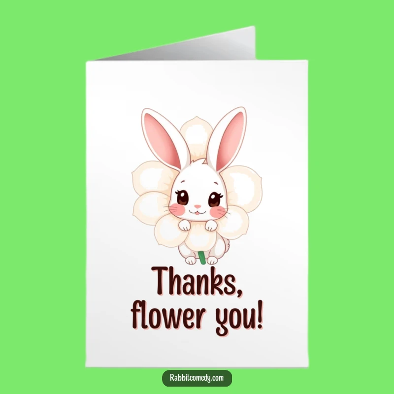 Free Printable Thank You Card: Peeking Rabbit Gratitude! Shy Downloadable Gift of Thanks