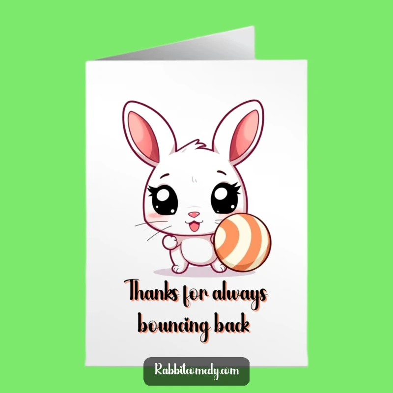 Free Printable Thank You Card: Playful Rabbit Ball Chase, Energetic Downloadable Gratitude