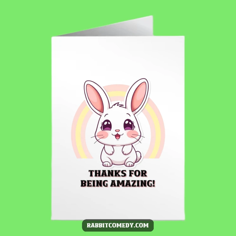 Free Printable Thank You Card: Rainbow Rabbit Appreciation, Funny Downloadable Gift
