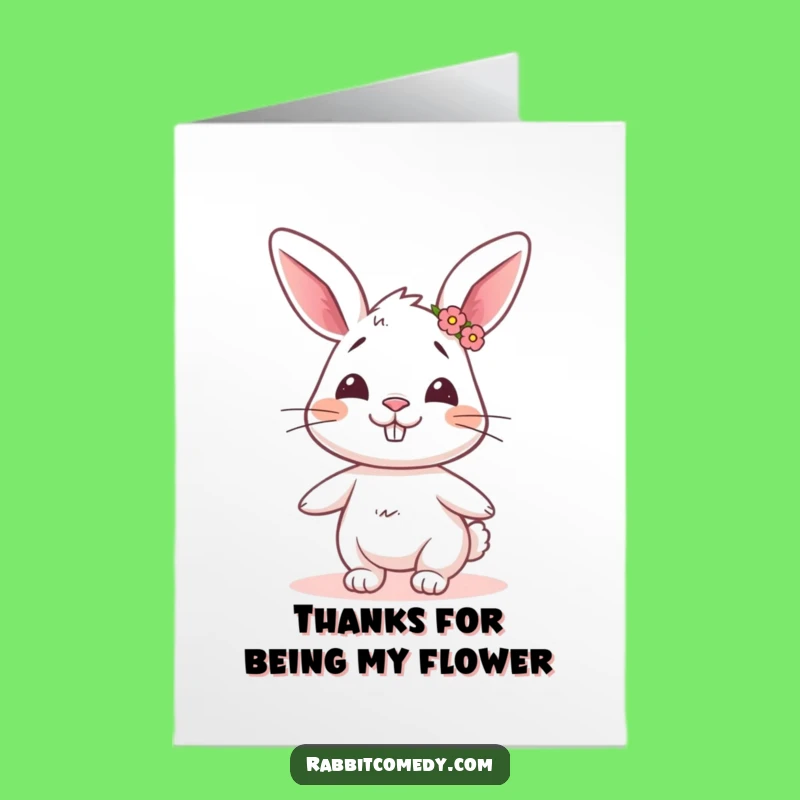 Free Printable Thank You Card: Giddy Rabbit Flower Crown, Cheerful Downloadable Gratitude