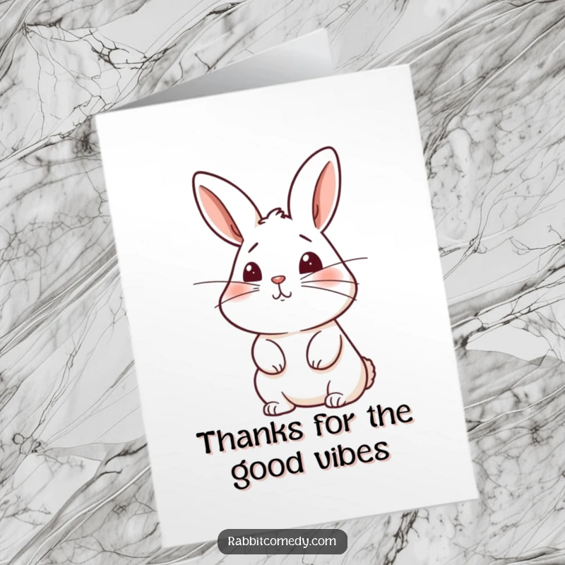 Funny Free Printable Thank You Card: A rabbit with twitching whiskers sniffing the air, conveying attentive appreciation.