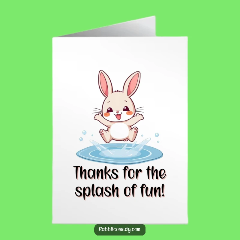 Funny Free Printable Thank You Card: Rabbit Splash, Grateful Leap, Downloadable Gift