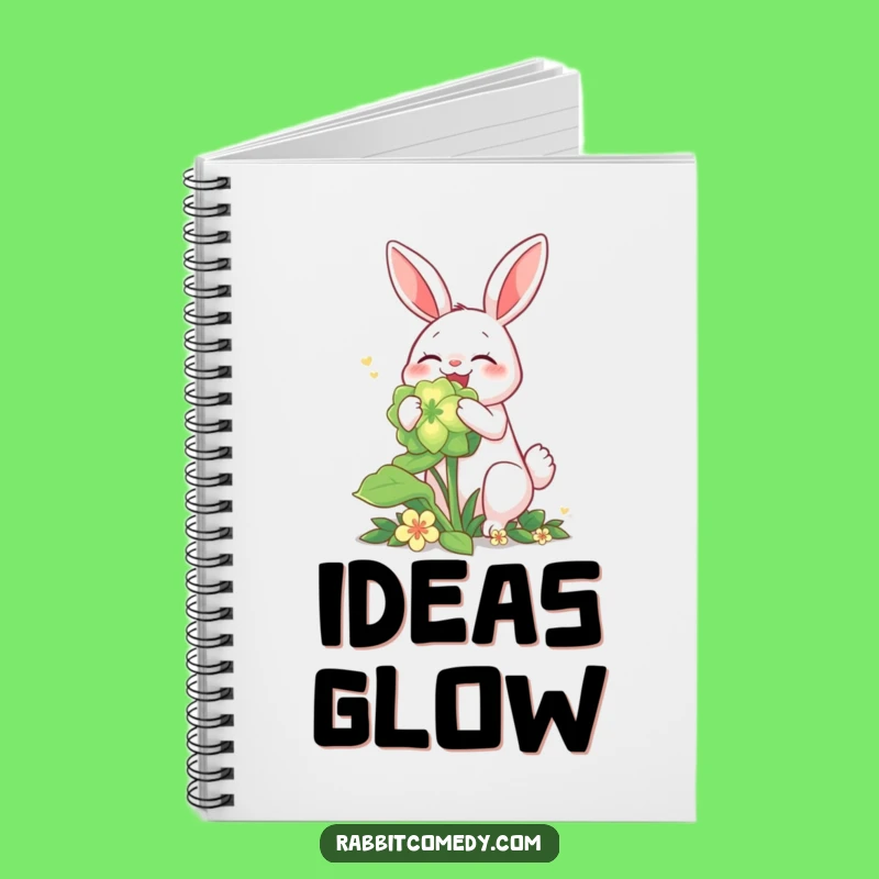 Funny Rabbit Glowing Clover Notebook - Jot Down Ideas with Whimsical Humor Gift