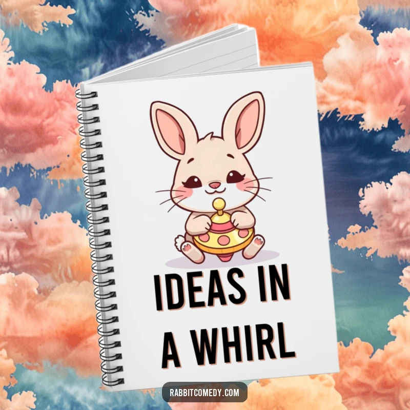 Funny Rabbit Notebook: A silly rabbit is illustrated having a blast playing with a spinning top on the cover.