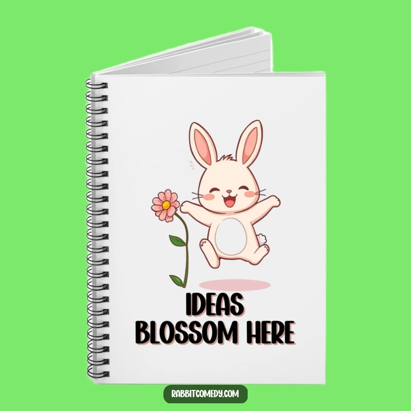 Funny Rabbit Flower Notebook - Spring Notes, Cute Bunny Gift for Writers