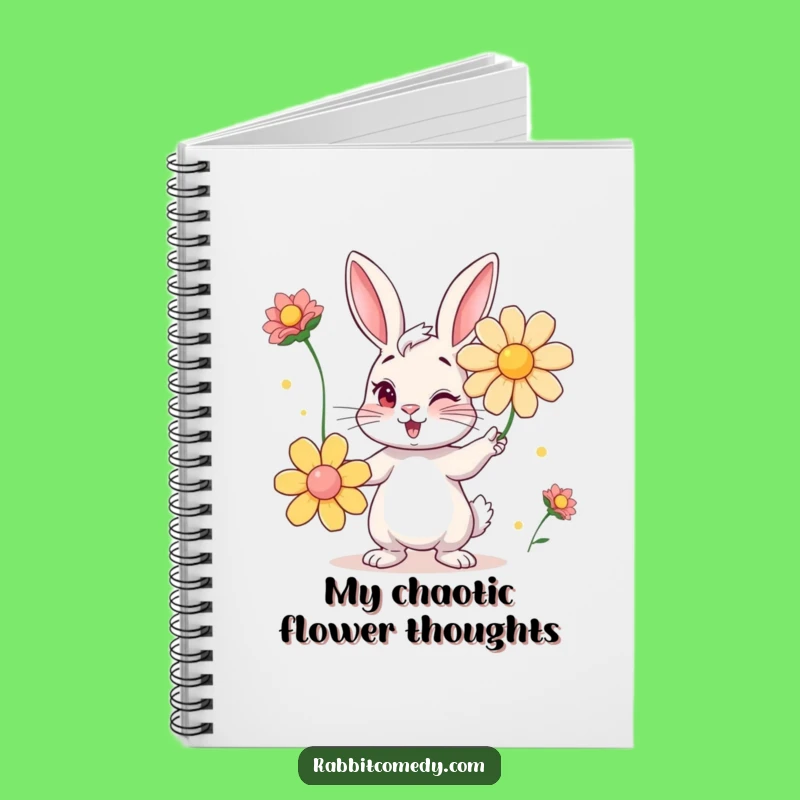 Funny Winking Rabbit Flower Juggling Notebook: Journal Your Fun Moments Gift