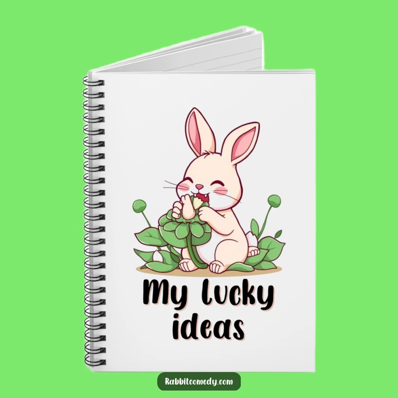 Funny Rabbit Clover Notebook - Jot Down Notes with This Lucky Pup!