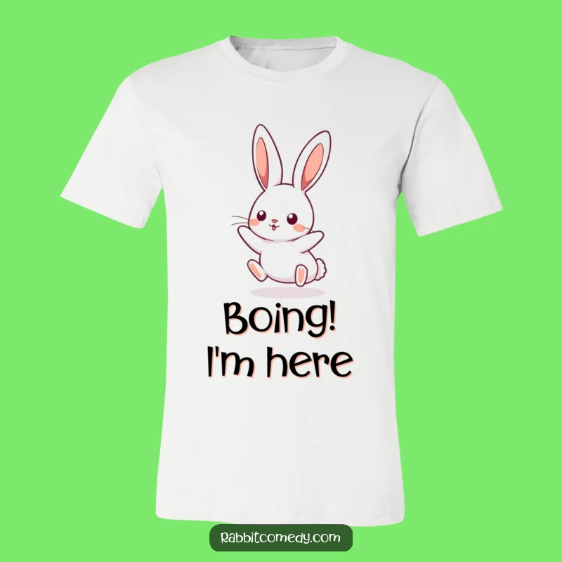 Funny Kawaii Rabbit Boinging T-Shirt - Playful Bunny Tee, Great Gift