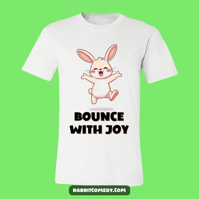 Funny Rabbit Hopping T-Shirt - Exaggerated Leap Cartoon Gift