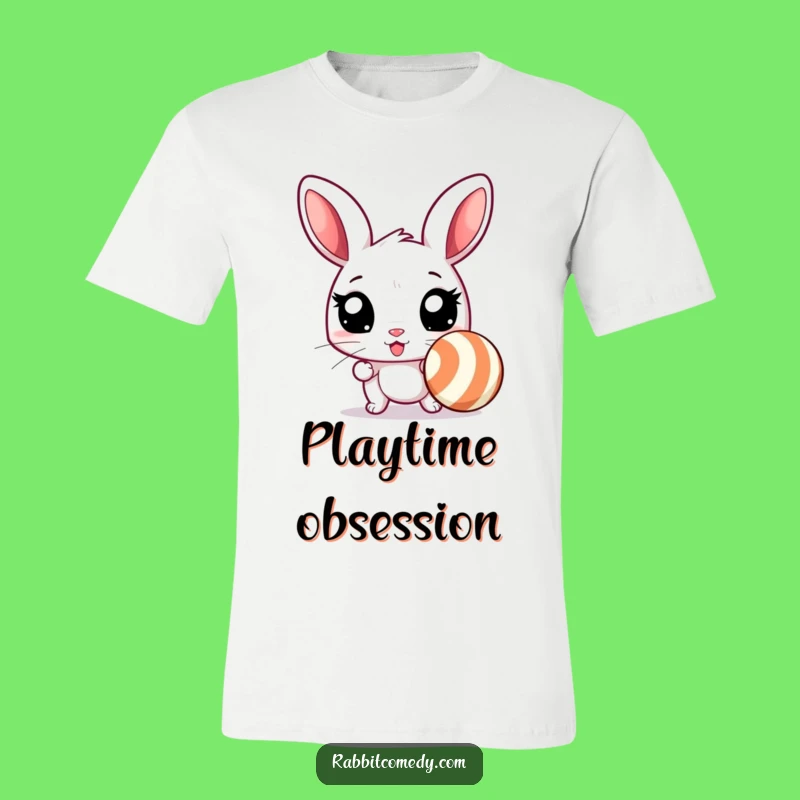 Funny Excited Rabbit Ball Chase T-Shirt - Energetic & Hilarious Tee!