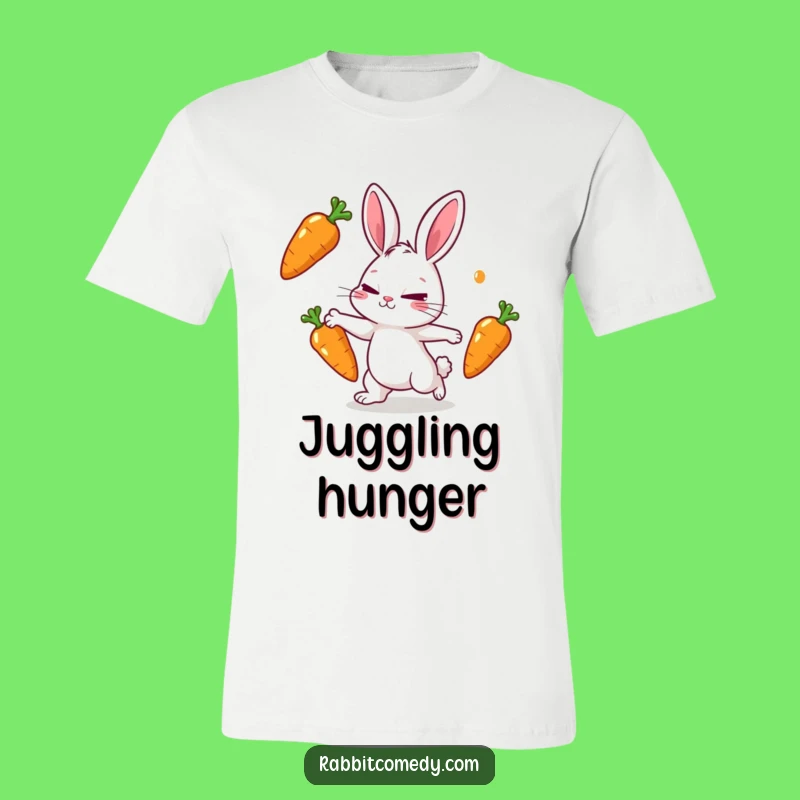 Funny Juggling Rabbit T-Shirt - Carrot Toss Cartoon Fun