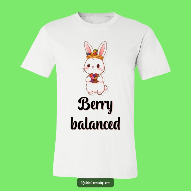 Funny Rabbit Berry Basket T-Shirt: Whimsical Animal Design Gift