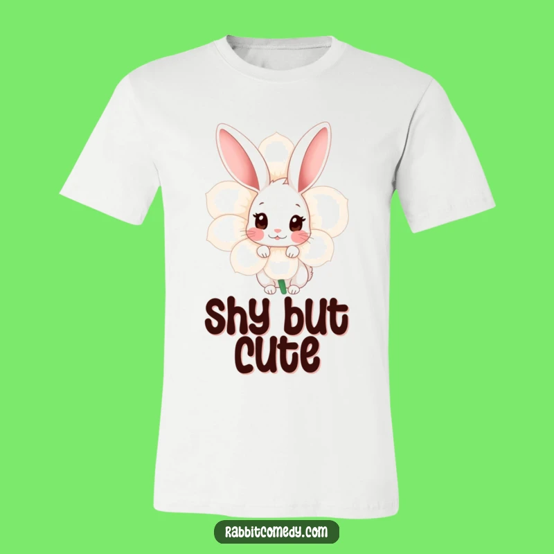 Funny Shy Rabbit T-Shirt - Sneaky Flower Friend, Perfect Gift!