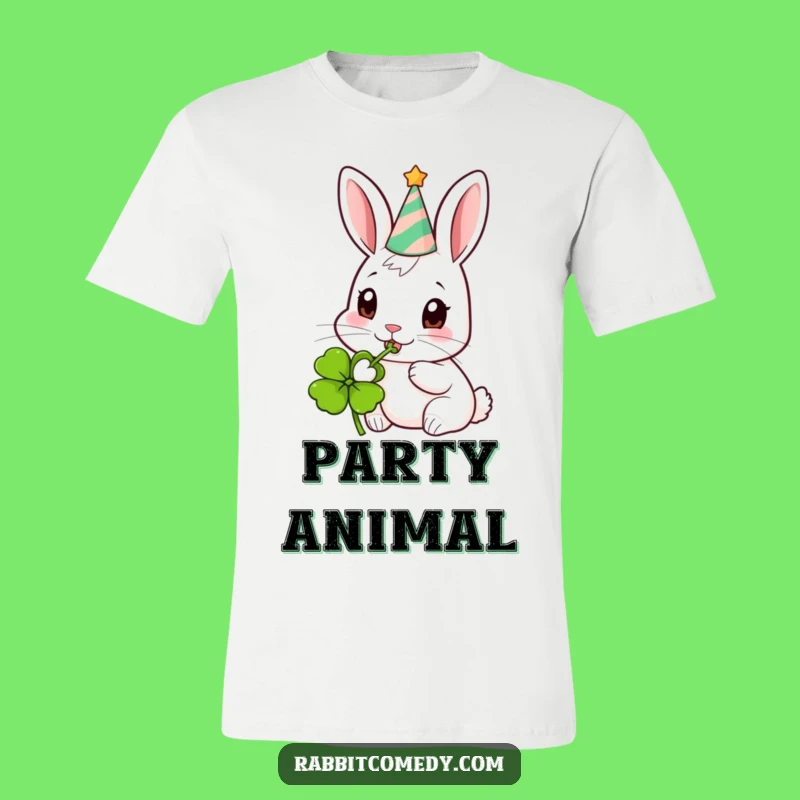 Funny Party Rabbit Clover T-Shirt - Festive & Fun Animal Tee Gift
