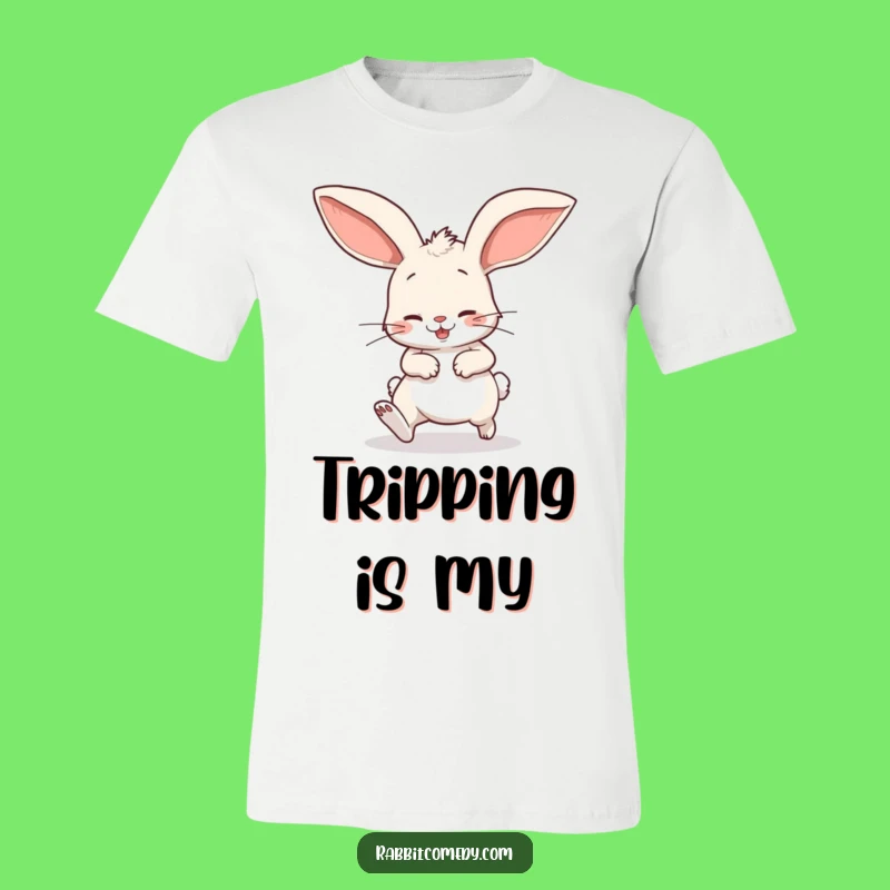 Funny Stumbling Rabbit T-Shirt: Playful Floppy Ear Cartoon Apparel Gift