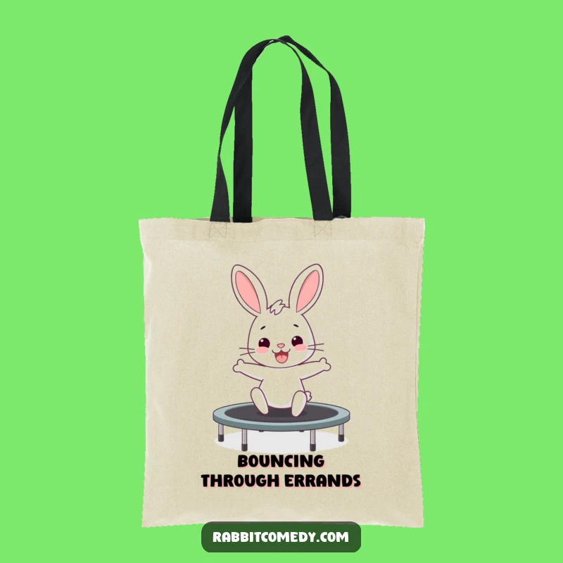Funny Rabbit Trampoline Tote Bag - Bouncing Accessory, Energetic Bunny Gift