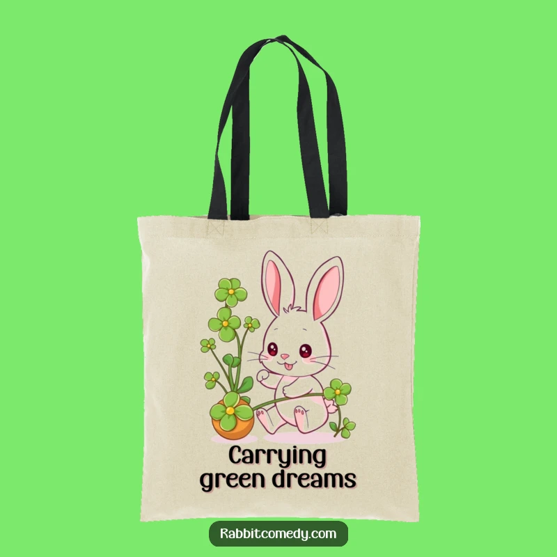 Funny Rabbit Clover Chase Tote Bag: Carry Your Fun!