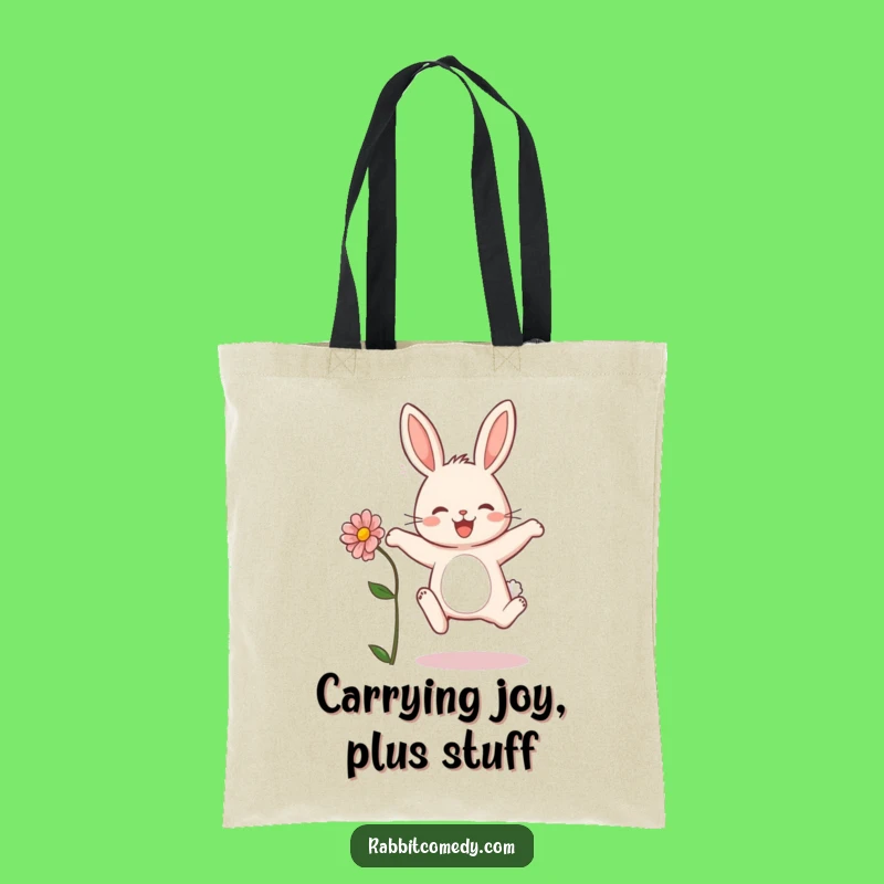Funny Rabbit Flower Tote Bag - Spring Accessory, Cute Bunny Gift for Eco-Fans