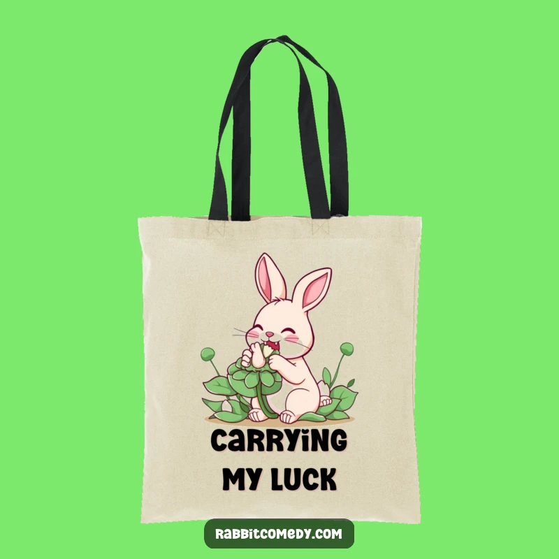 Funny Rabbit Clover Tote Bag - Carry Your Luck with This Nibbling Friend!