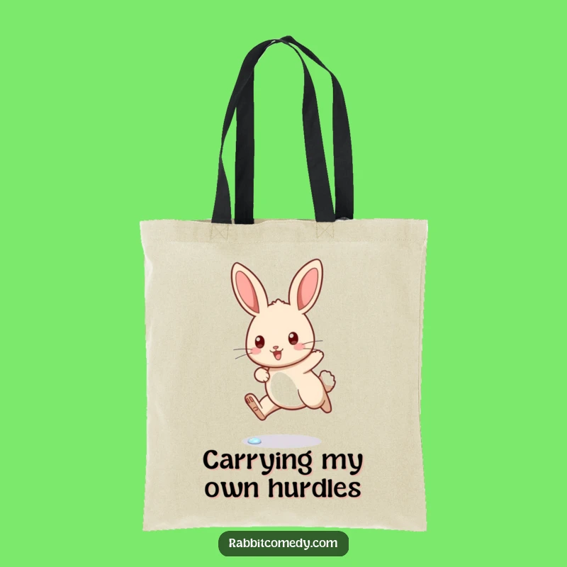 Funny Determined Rabbit Dewdrop Hop Tote Bag - Carry Humor Everywhere!