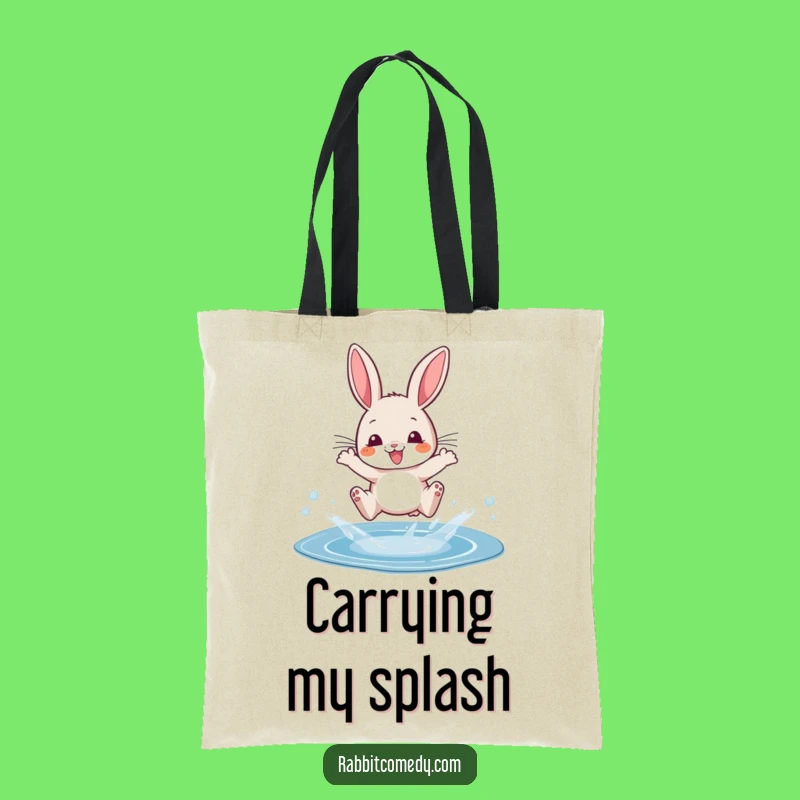 Funny Rabbit Puddle Splash Tote Bag: Carry Your Laughs in Style