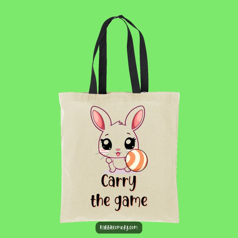 Funny Excited Rabbit Ball Chase Tote Bag - Carry Your Playful Humor!