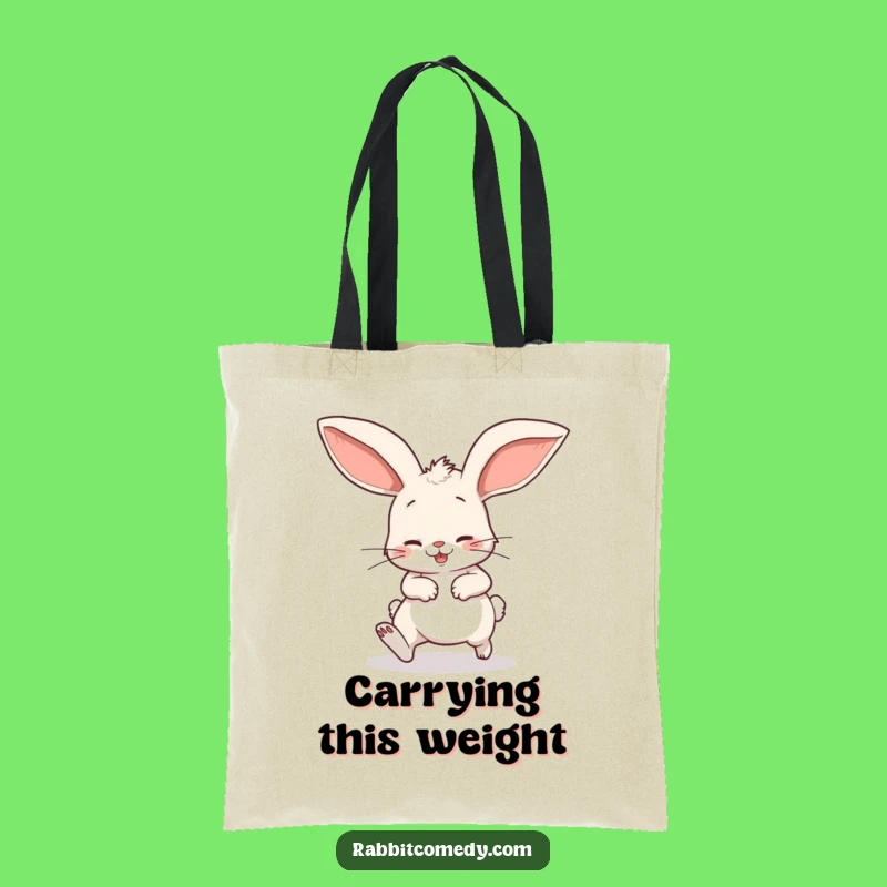 Funny Stumbling Rabbit Tote Bag: Playful Floppy Ear Cartoon Shopper Gift