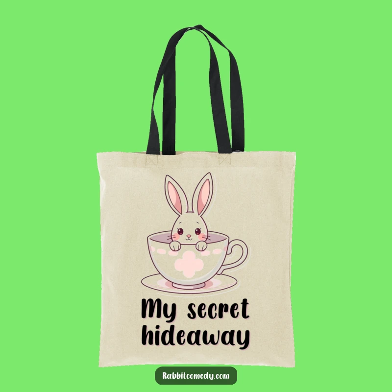 Funny Rabbit Tote Bag: Teacup Curiosity - Cute & Practical Funny Gift!